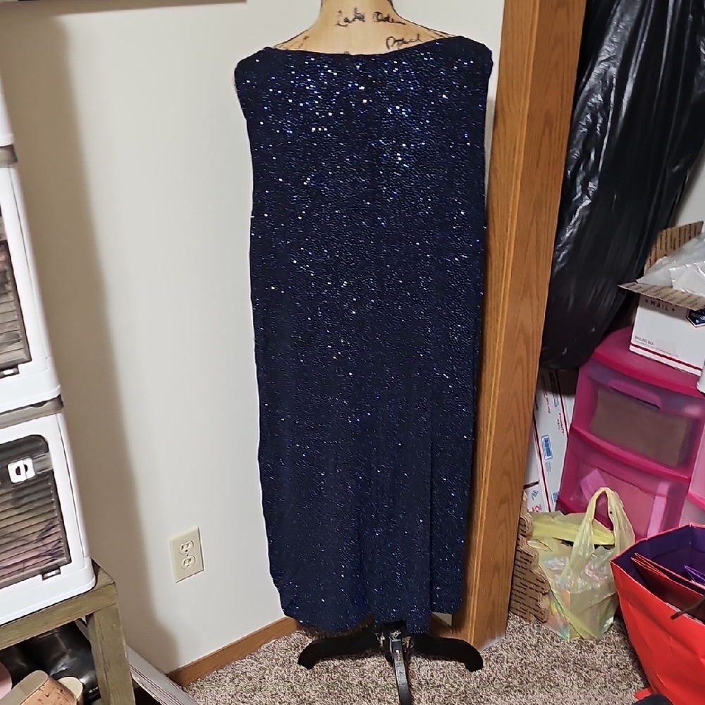 Sparkling Midnight Blue Backless Dress - Picture 3 of 3